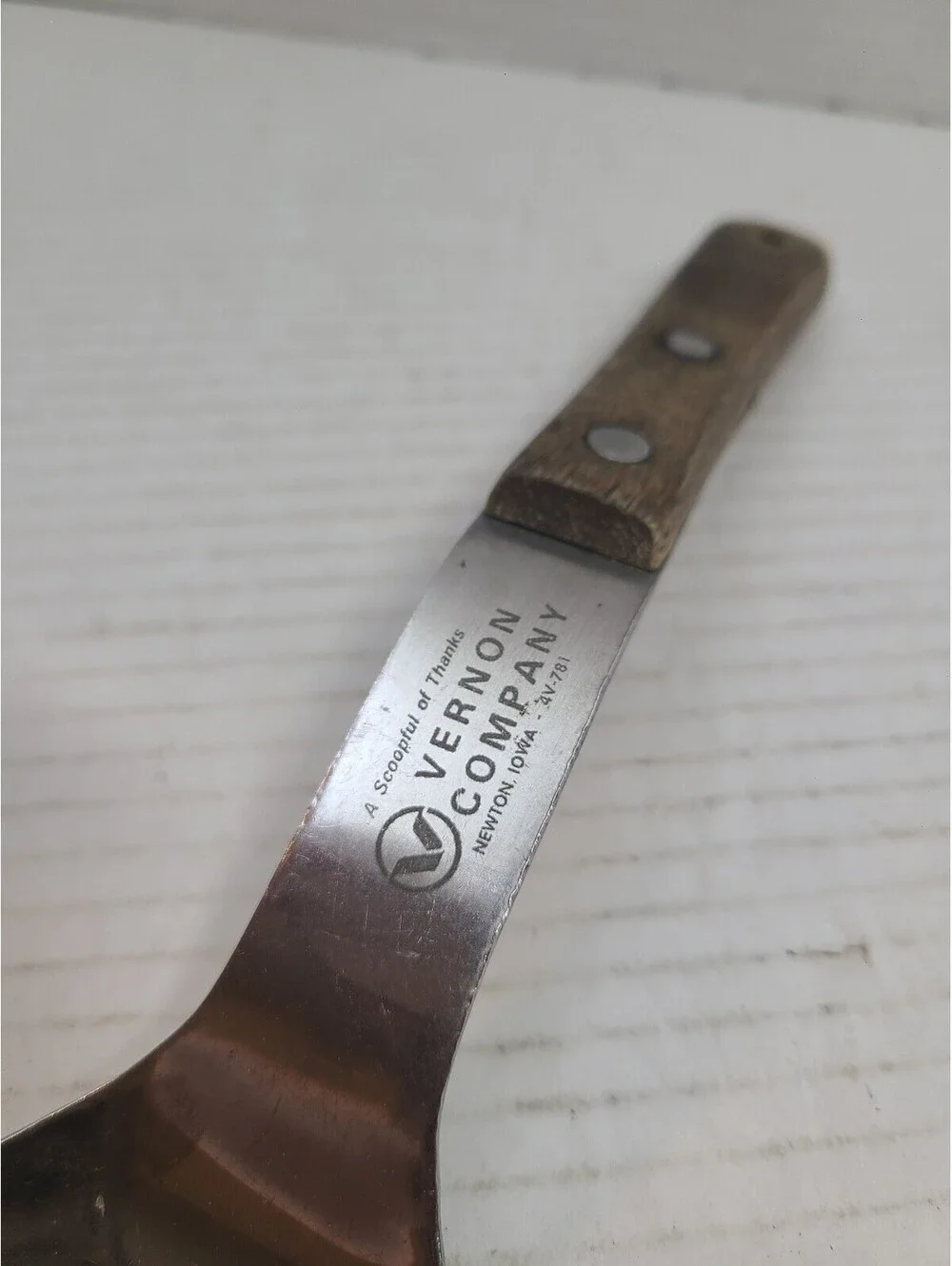 Promotional Advertising Vintage Vernon Vernco Ice Cream Scoop Rivited Handle